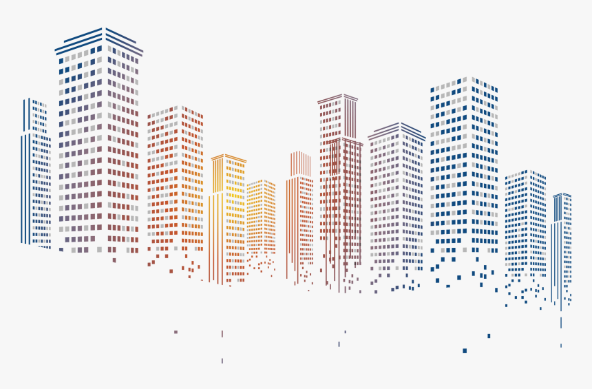 Building City Particles Pixelated Geometric Squares - Building Png In Picsart, Transparent Png
