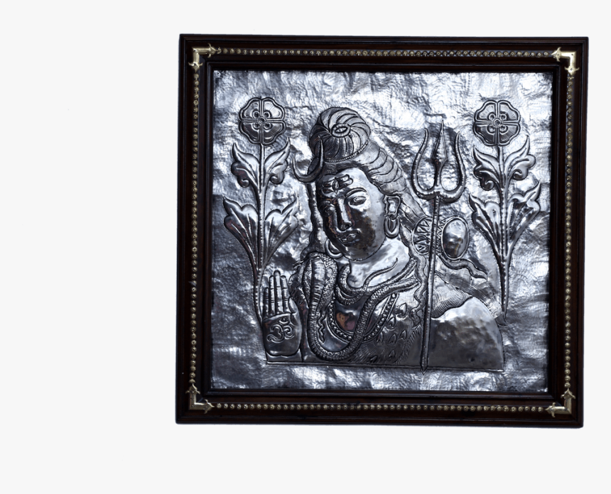Copper Art Vastu Lord Shiva With Wooden Frame - Carving, HD Png Download