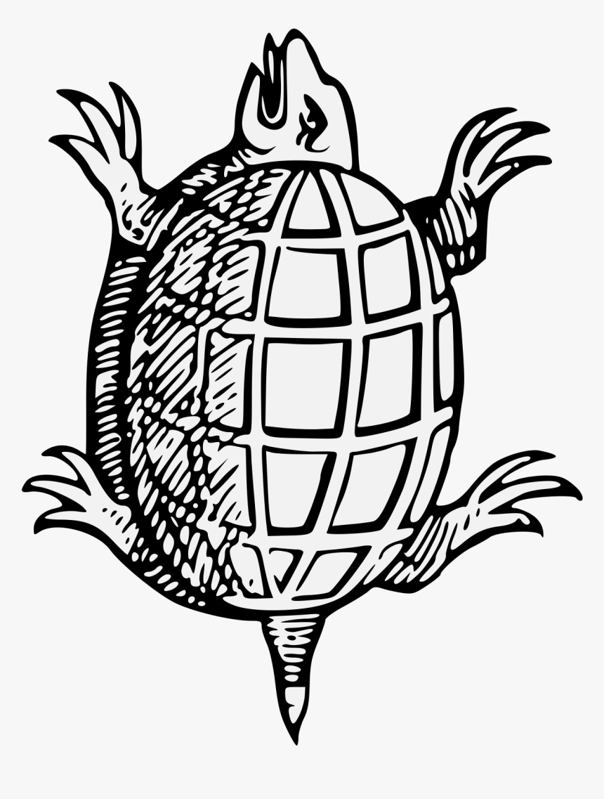 Transparent Tortoise Clipart Black And White - Turtle Png Heraldic, Png Download