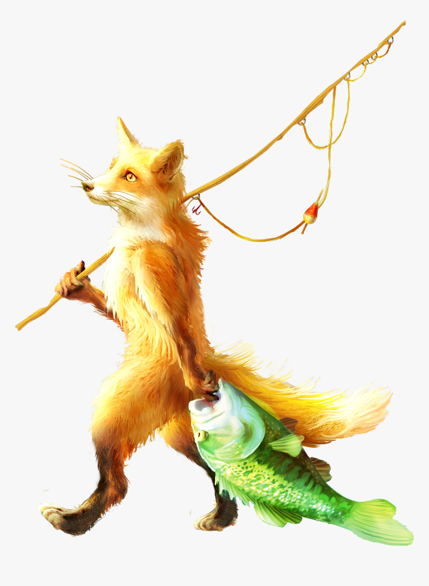 Fox Holding A Fish, HD Png Download