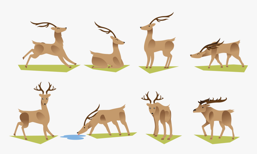 Clip Art Reindeer Antler Grazing Transprent - Cartoon Deer Herd, HD Png Download