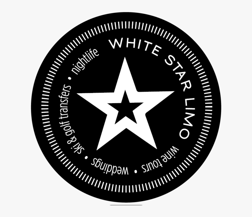 Whitestarlimo Round Tagline Whiteonblack Enlargebg - Badge, HD Png Download