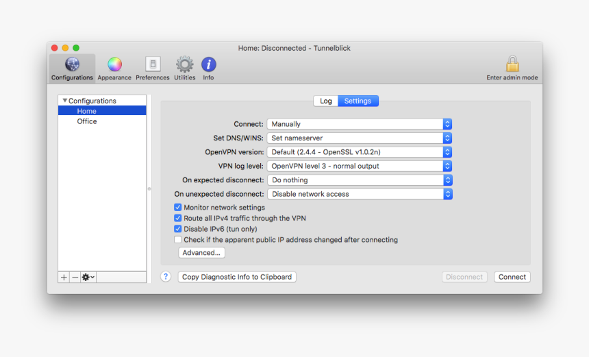 Tunnelblick Vpn Details - Tunnelblick All Traffic Through Vpn, HD Png Download