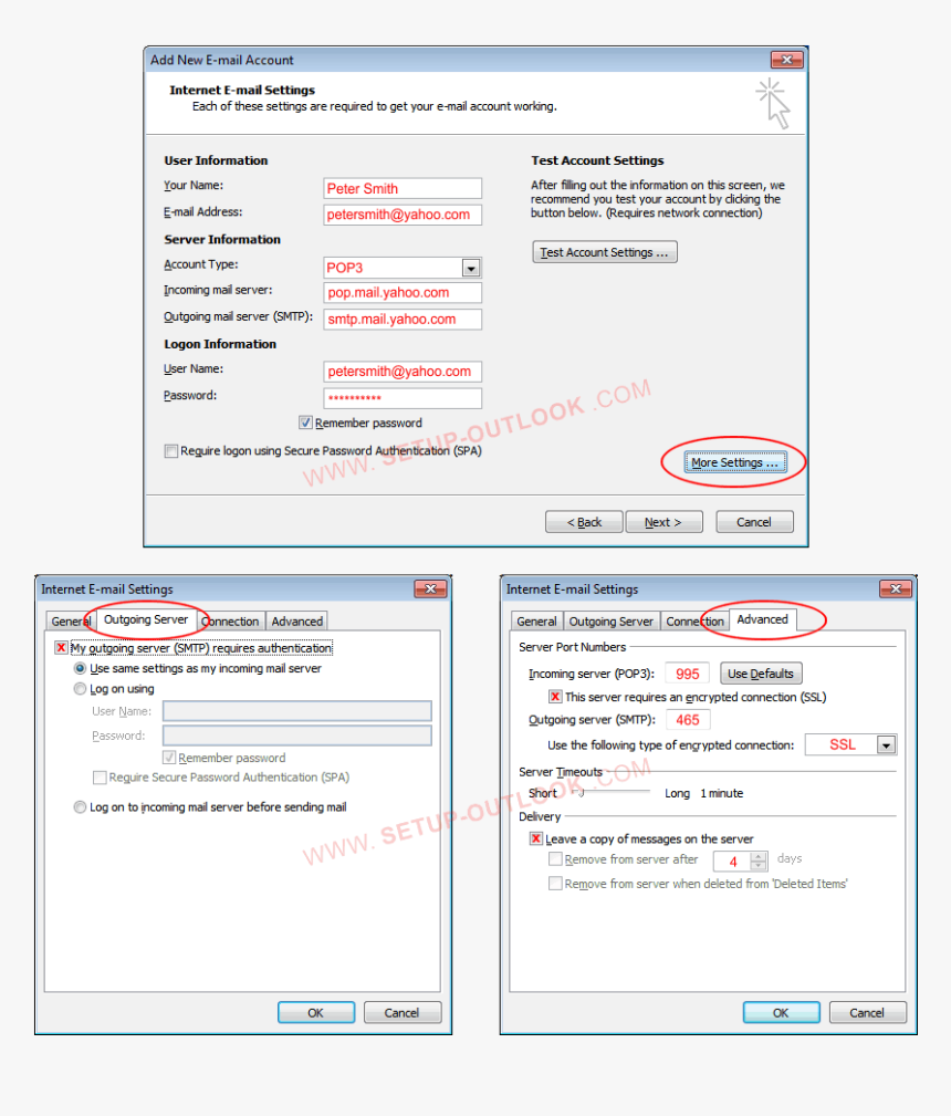Replace Our Fake User Info By Your Own Name, Email - Outlook 2007 Settings, HD Png Download