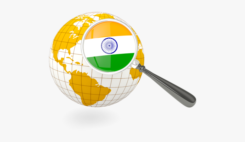Magnified Flag With Globe - Icon India On Globe, HD Png Download