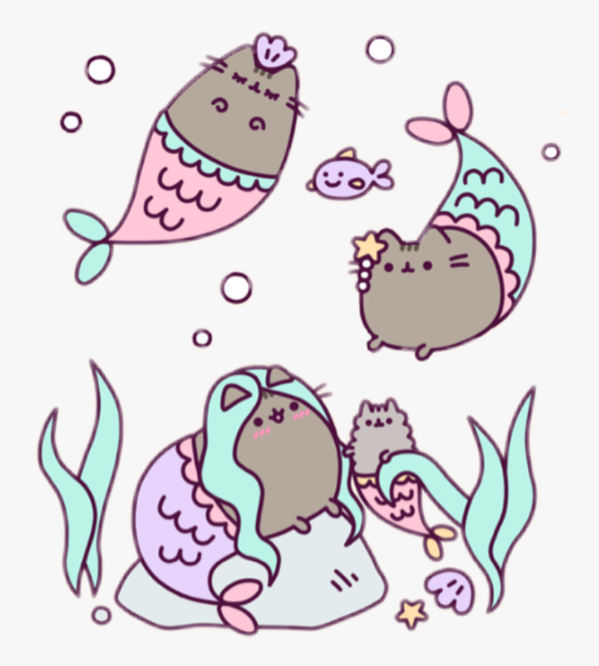 #pusheen #pusheenmermaid #fish #sea #seashell #starfish - Pusheen As A Mermaid, HD Png Download