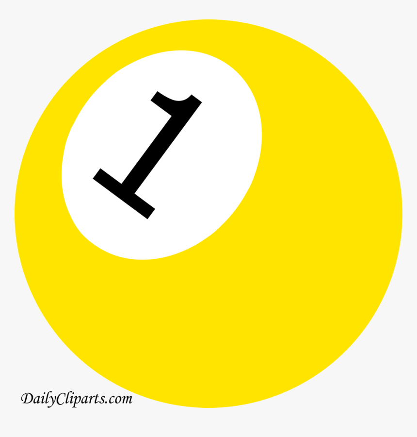 Number 1 Pool Ball Yellow Color Clipart Icon Daily - Circle, HD Png Download
