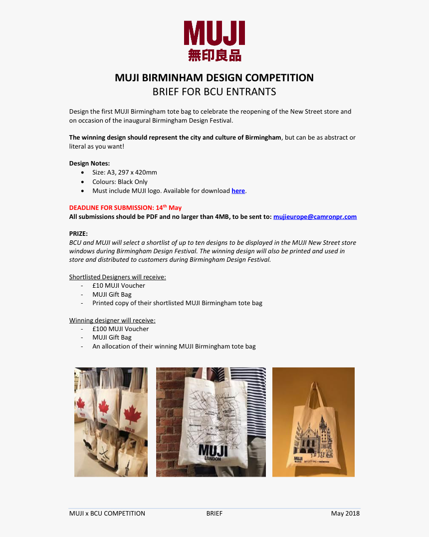 Visual Communication Brief 6 Muji Tote Bag Brief Brief - Muji, HD Png Download