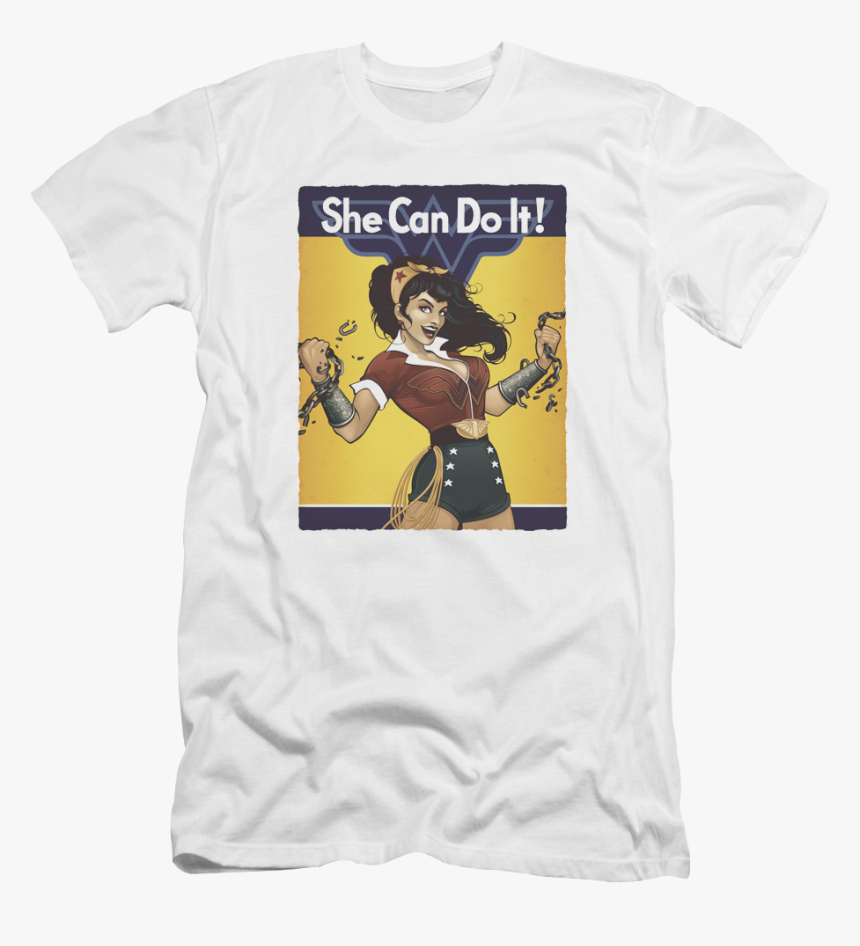She Can Do It Wonder Woman T-shirt - Wonder Woman Rosie The Riveter Costume, HD Png Download
