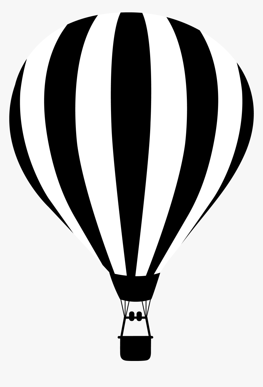 Black And White Silhouette - Hot Air Balloon Black And White, HD Png Download
