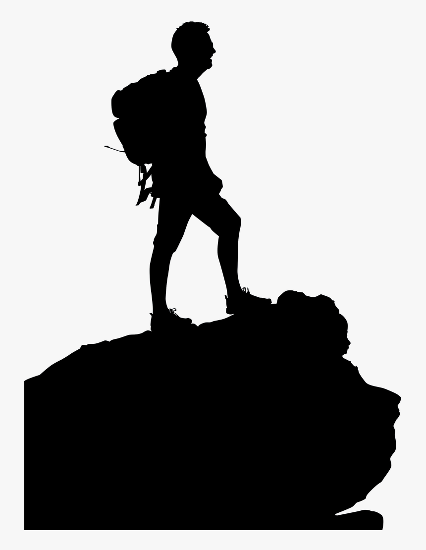 Cliff, Mountain, Silhouette, Adventure, Walking, Nature - Mountain Man Silhouette, HD Png Download