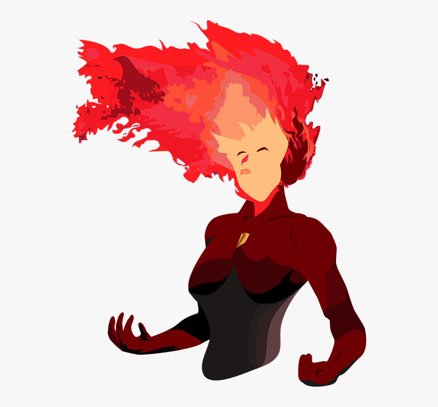 Hero With Hair On Fire, Woman With Blazing Hair - Illustration, HD Png Download