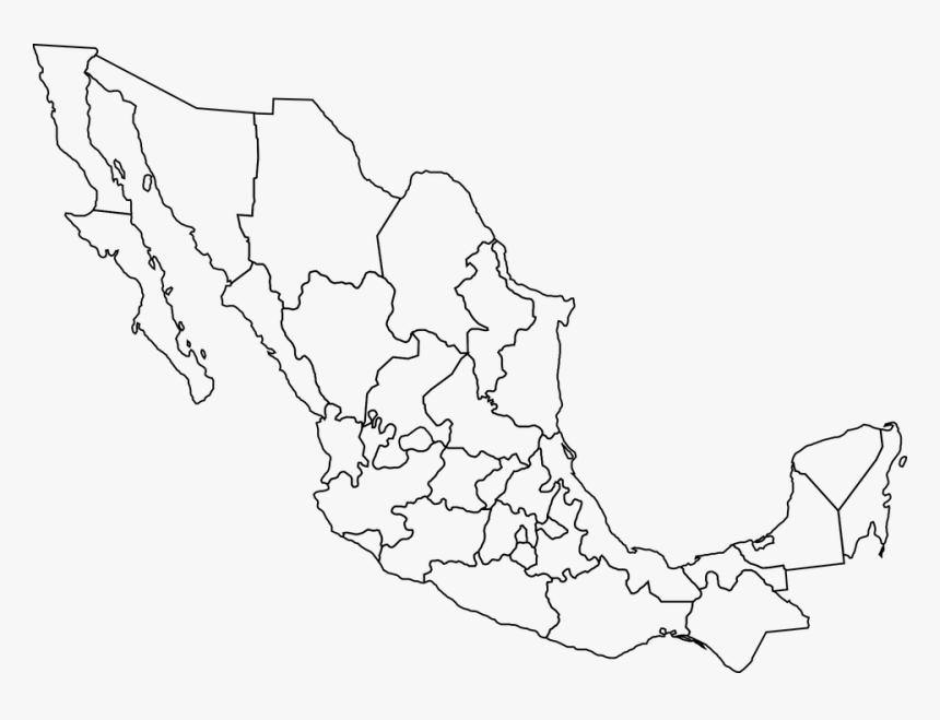 Mexico, America, Map, Geography, Travel, South, Icon - Mexico State Map Blank, HD Png Download