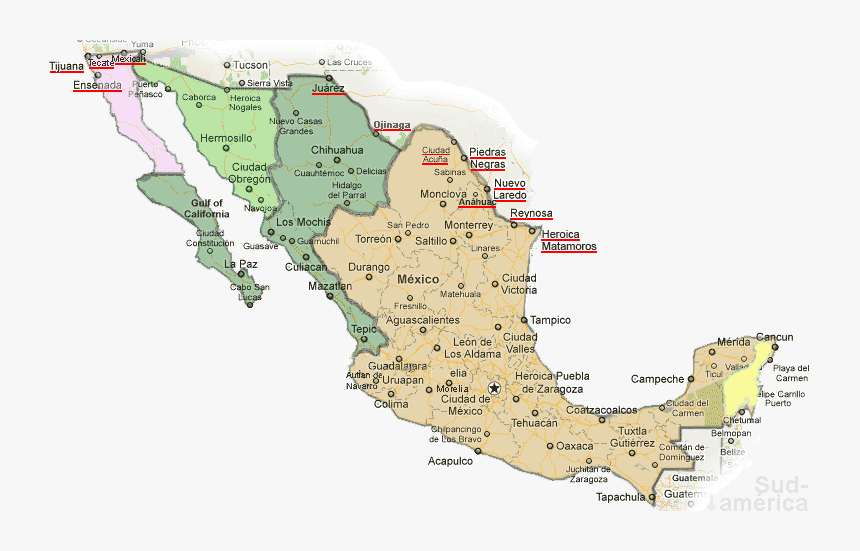 Mapa De Horarios De Mexico, HD Png Download