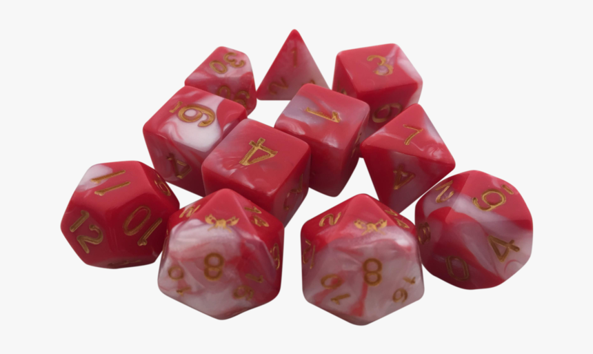 Huntress- Red And White Swirl Color With Gold Numbers - Red & White Swirl Dice, HD Png Download