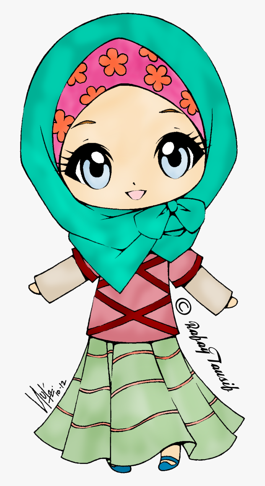 Diver Clipart Little Girl - Muslim Girl Clipart, HD Png Download