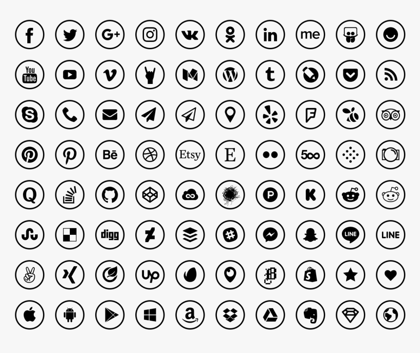 60 Social Media Icons - Contact And Social Media Icons, HD Png Download