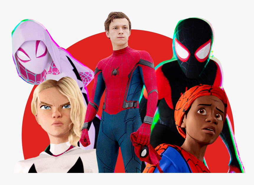 Spider Man Into The Spider Verse Miles Gwen And Tom, HD Png Download