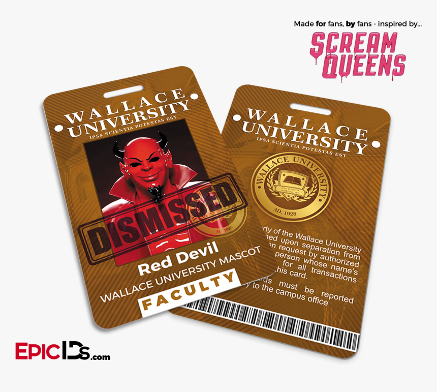 Scream Queens Inspired Wallace University Faculty Id - Scream Queens, HD Png Download