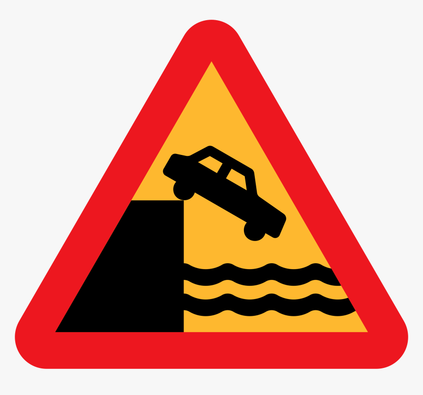 Dont Drive Over A Cliff Into The Ocean Clip Arts - Car Falling Off Cliff Sign, HD Png Download