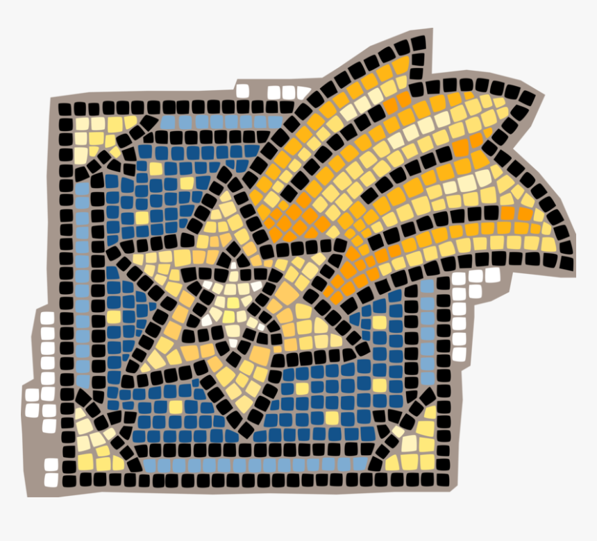 Vector Illustration Of Decorative Mosaic Shooting Star - Shooting Star Mosaic, HD Png Download