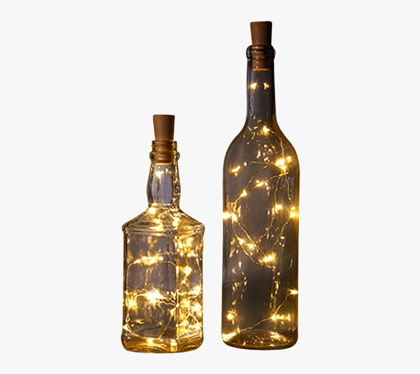 Warm Cork String Lights - Glass Bottle, HD Png Download