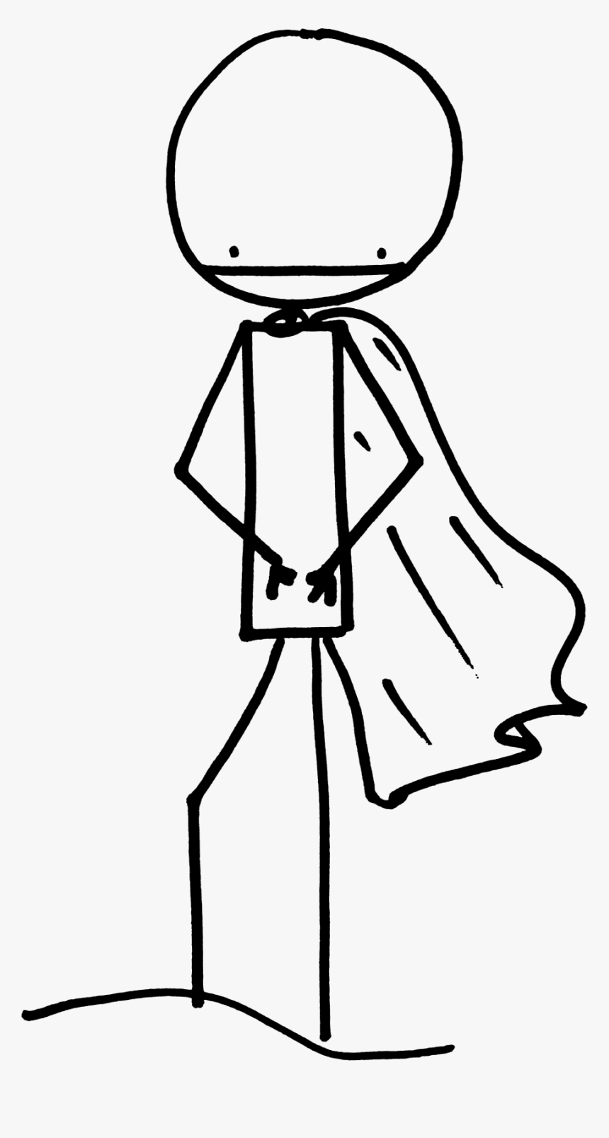 Confused Stick Figure Png - Stick Figure With Cape, Transparent Png