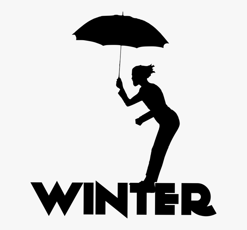 Umbrella Silhouette Png -silhouette Winter Man Umbrella - Silhouette Of Umbrella Logo, Transparent Png