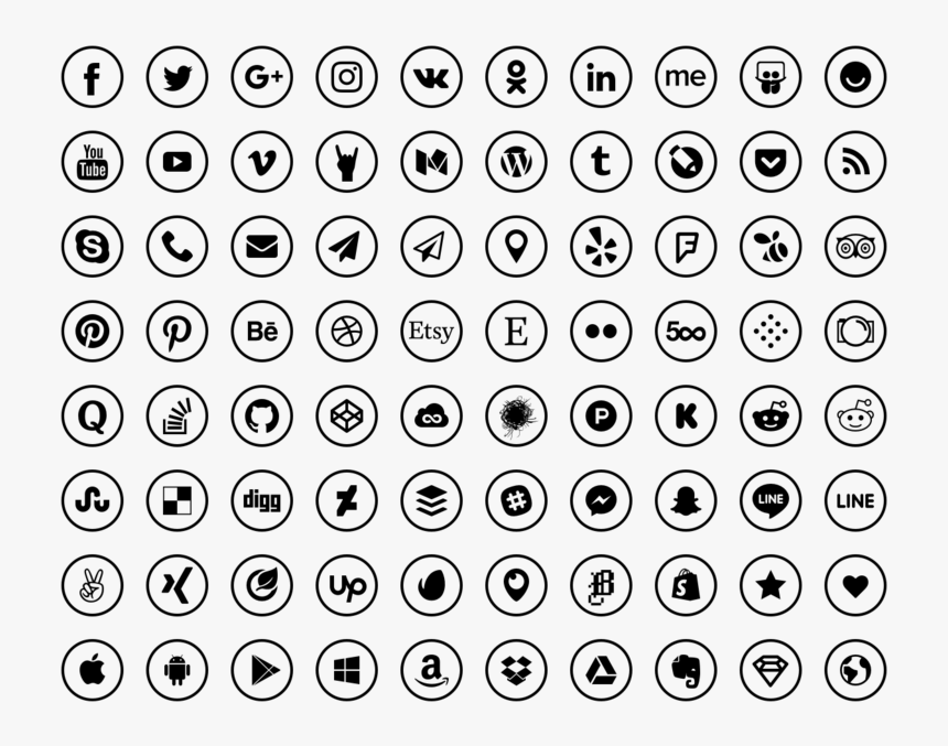 Media Icons Computer Sketch Social Free Clipart Hd - Contact And Social Media Icons, HD Png Download