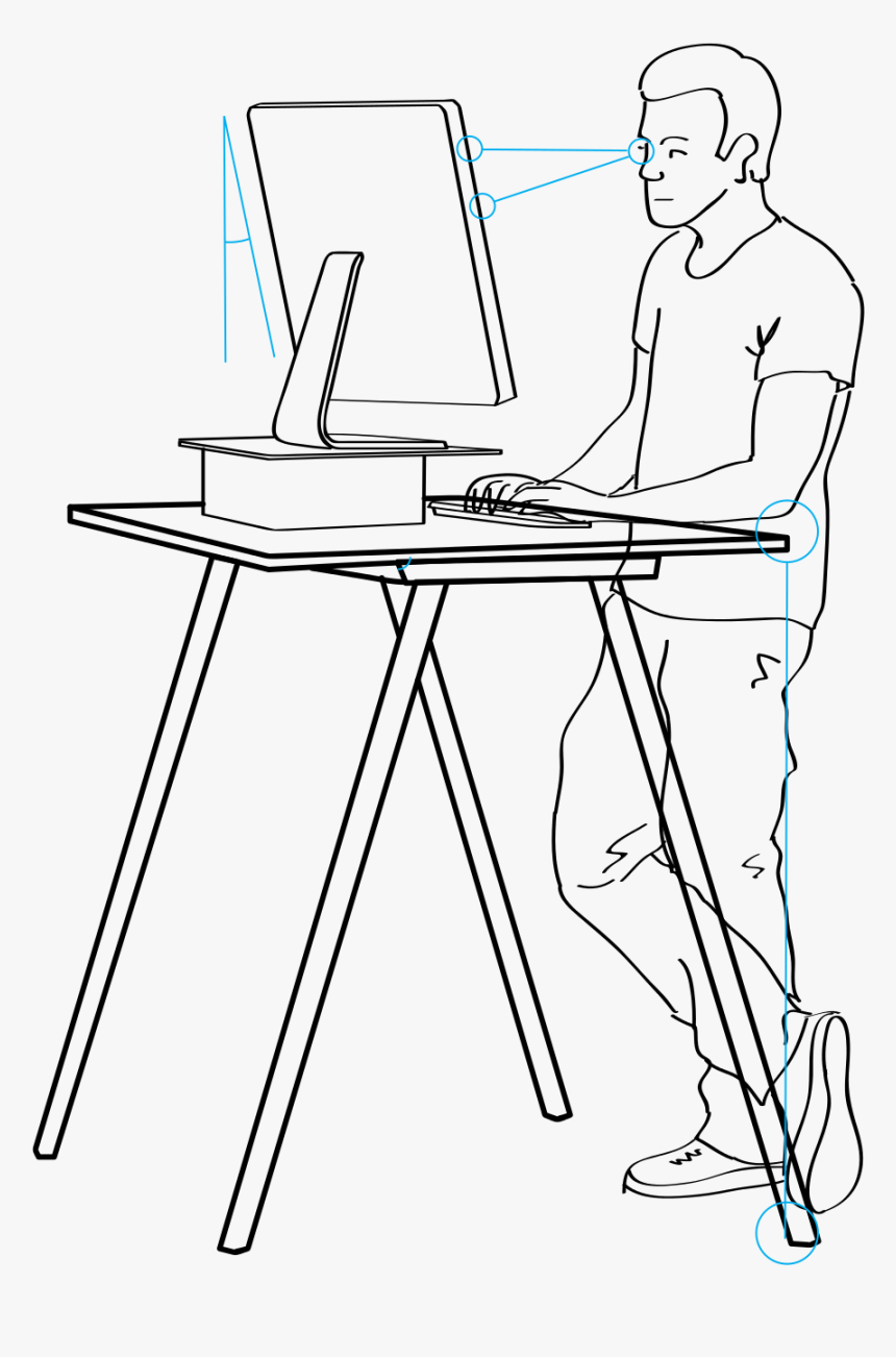Standing Desk Clip Art Black And White, HD Png Download