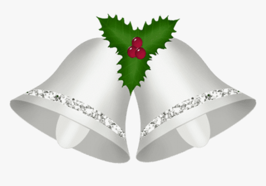 Free Png Transparent Christmas Silver Bells With Mistletoe - Silver Christmas Bells Clipart, Png Download