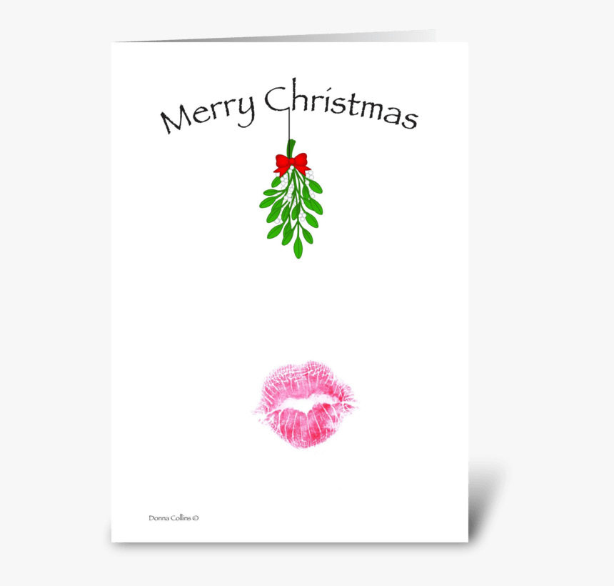 Christmas Mistletoe Kiss Greeting Card - Illustration, HD Png Download