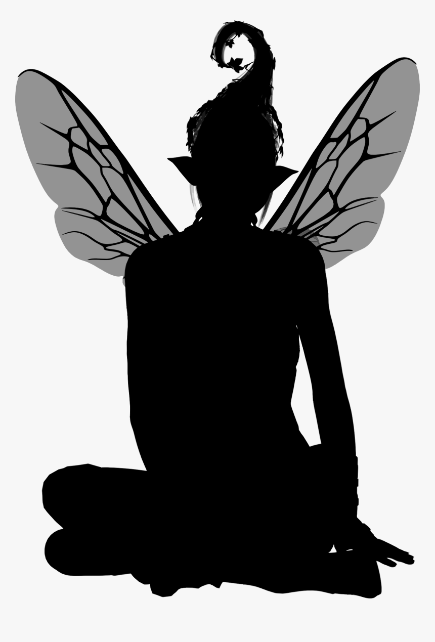 Fairy Sitting Silhouette Clip Arts - Fairy Silhouette Clipart Png, Transparent Png