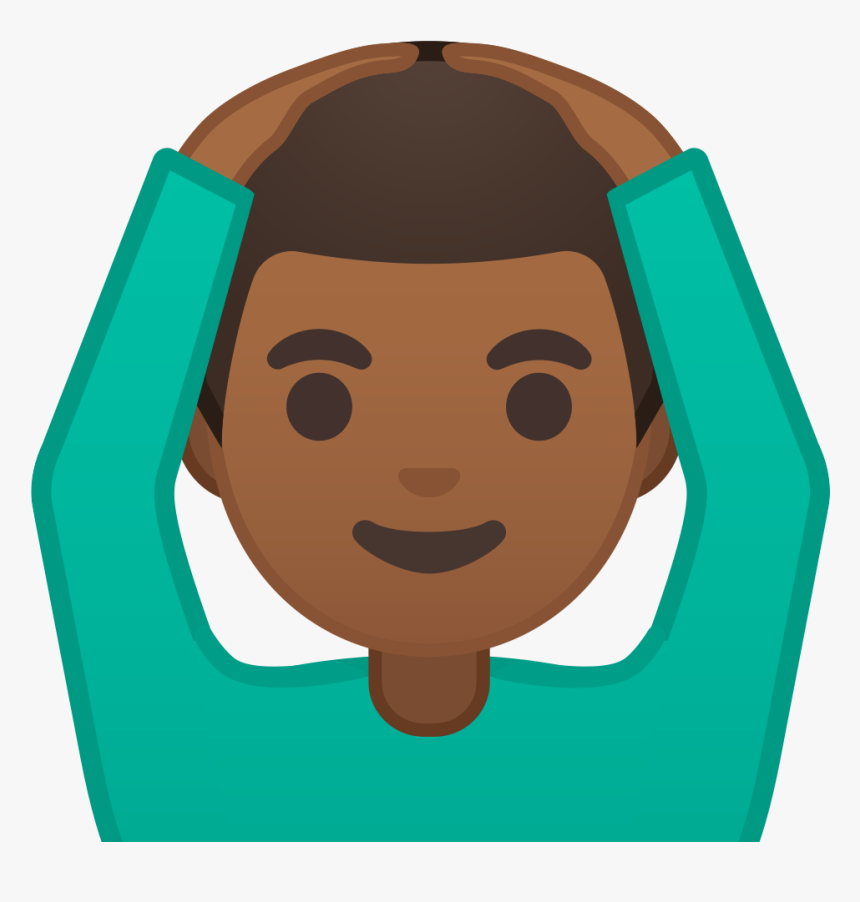 Man Gesturing Ok Medium Dark Skin Tone Icon - Man Raising Hand Emoji, HD Png Download
