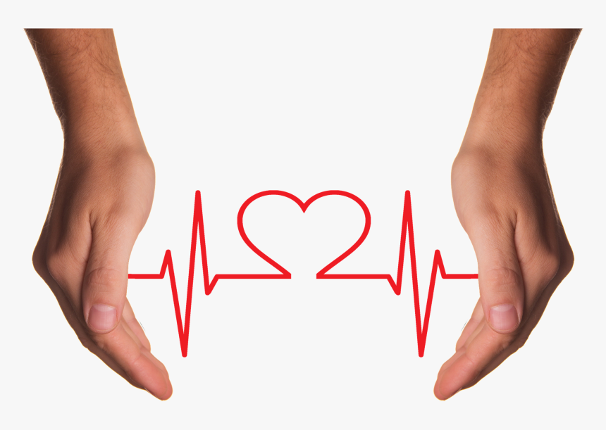 Hands Holding Red Heart With Ecg Line Png Image - Estres En La Salud, Transparent Png