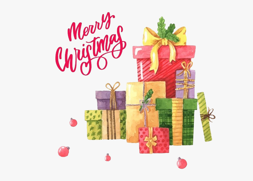 Christmas Gifts Png Background - Christmas Gift Watercolor, Transparent Png