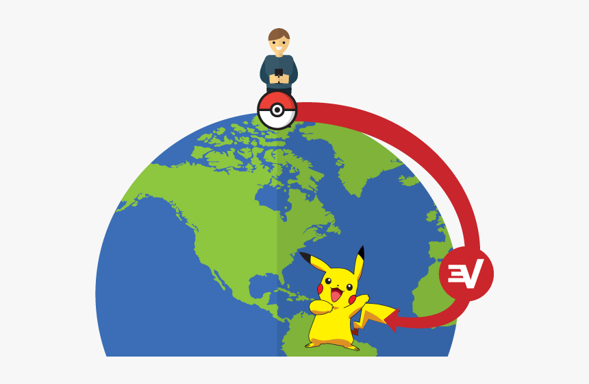 Globe With A Person On A Mobile Device Catching Pokémon - Wow Air Us Destinations, HD Png Download