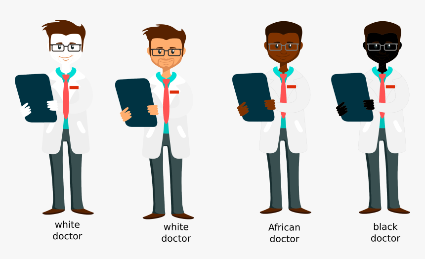 White Caucasian African Black Doctors Clip Arts - Black Doctor Clipart Png, Transparent Png