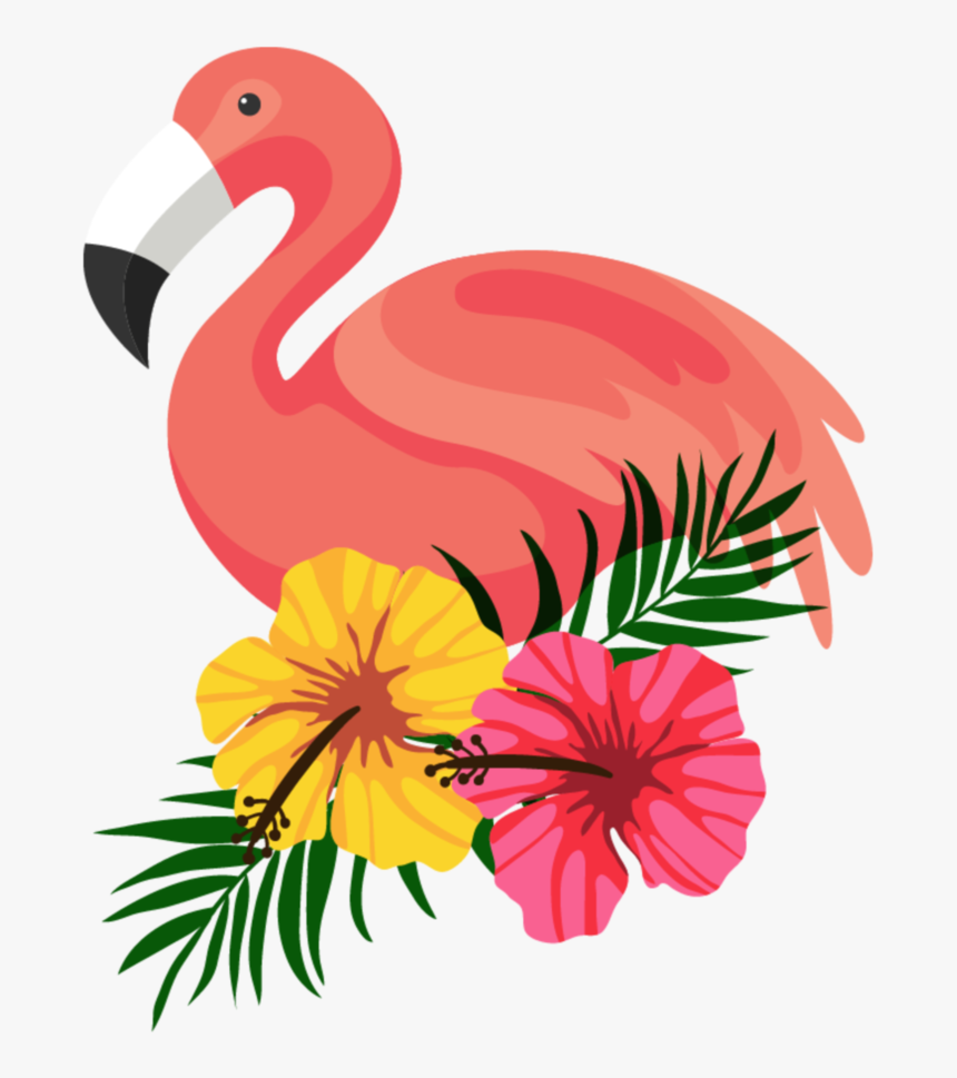 Flamingo With Flowers Clipart, HD Png Download