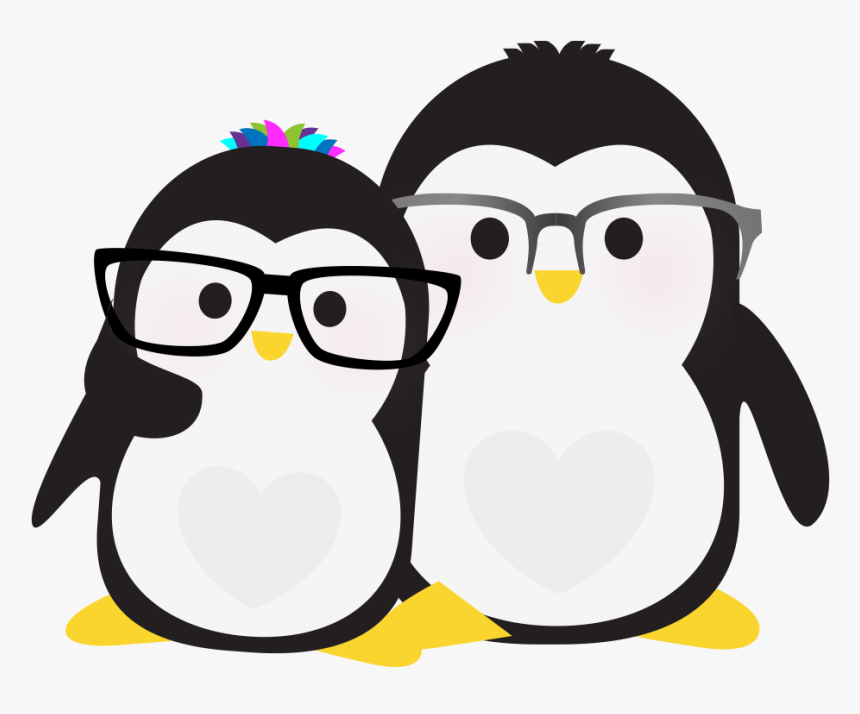 An Illustration Of Penguins Wearing Glasses - Penguin With Glasses, HD Png Download