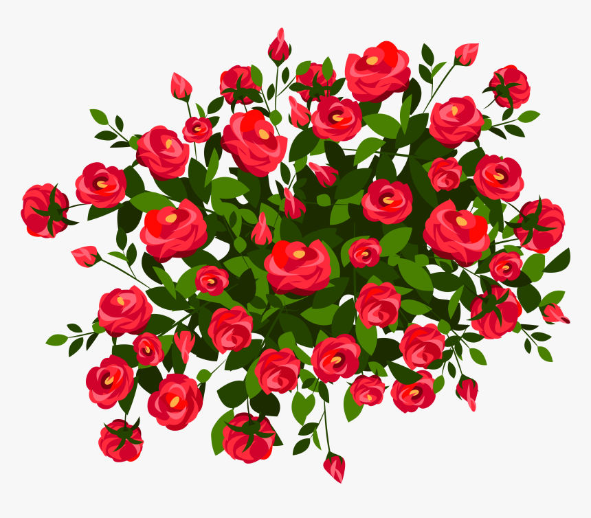 Clipart Flowers Bush - Rose Bush Transparent, HD Png Download