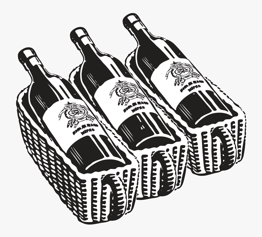 Bottle Wine Beer Distilled Beverage Bourbon Whiskey - Wine Bottle Draw Png, Transparent Png
