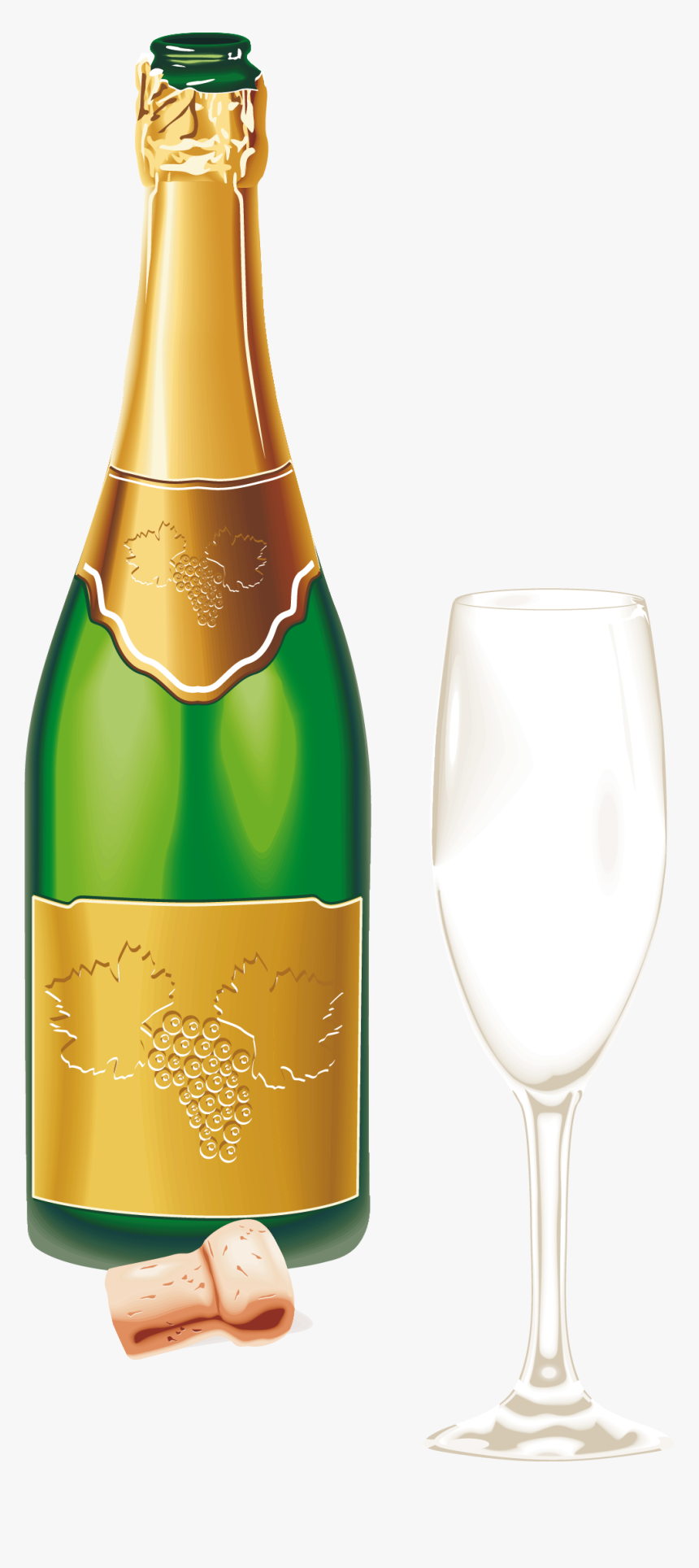 Sparkling Wine From A Bottle Png Image - Green Wine Bottle Png, Transparent Png