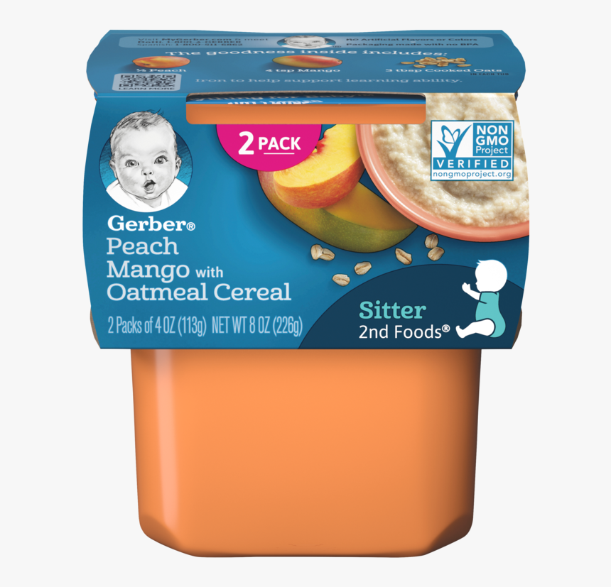 2nd Foods Peach Mango With Oatmeal Cereal - Gerber Baby Food Pumpkin, HD Png Download