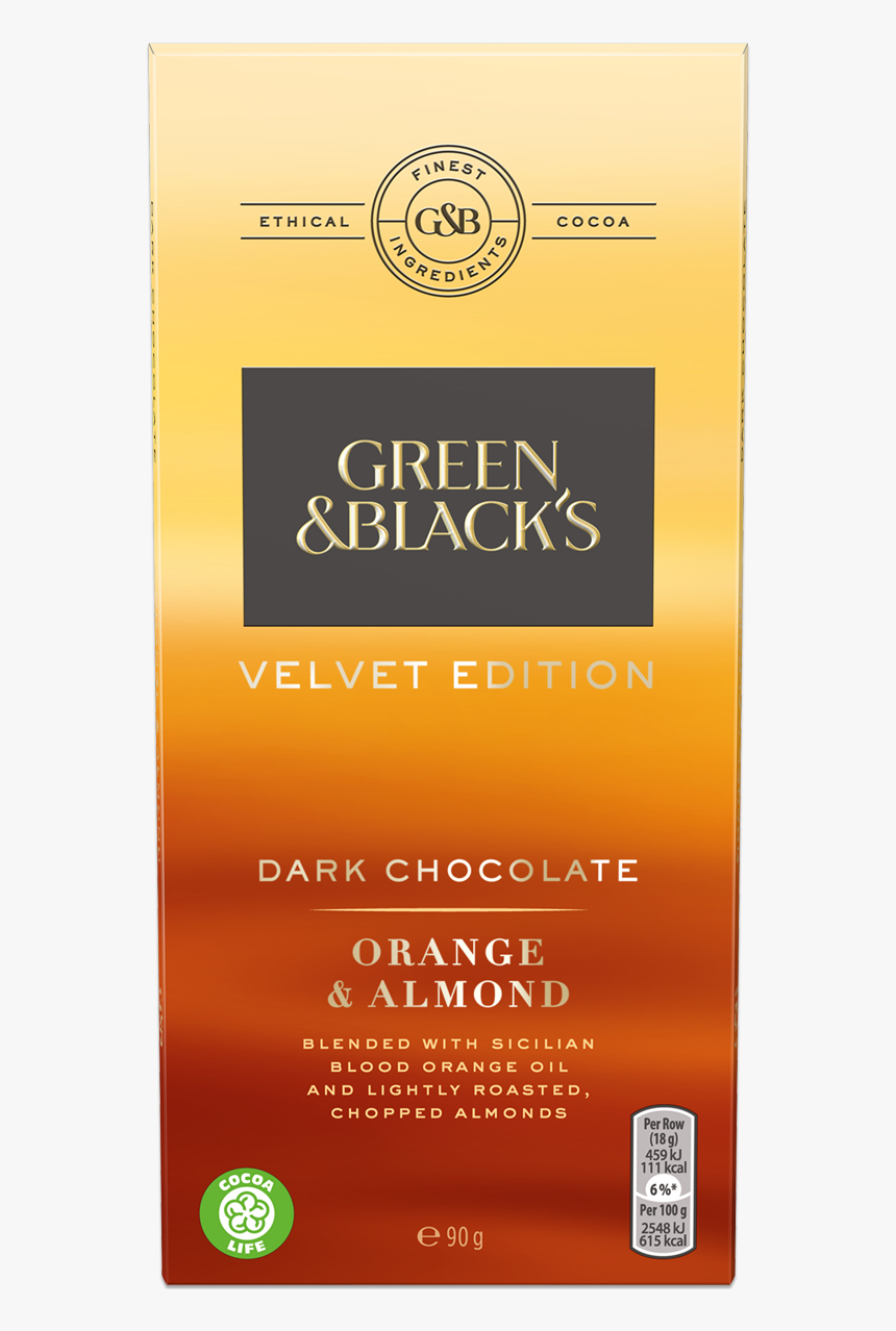Green & Black S Orange & Almond Dark 90g Bar - Almond And Orange Chocolate, HD Png Download