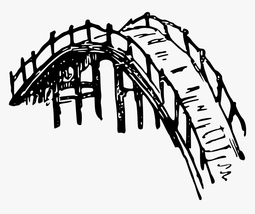 Wooden Bridge - Bridge Png Black And White, Transparent Png