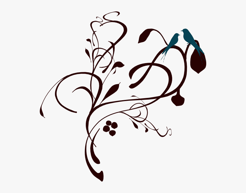 Birds On A Branch Svg Clip Arts - Black And White Wedding Borders, HD Png Download