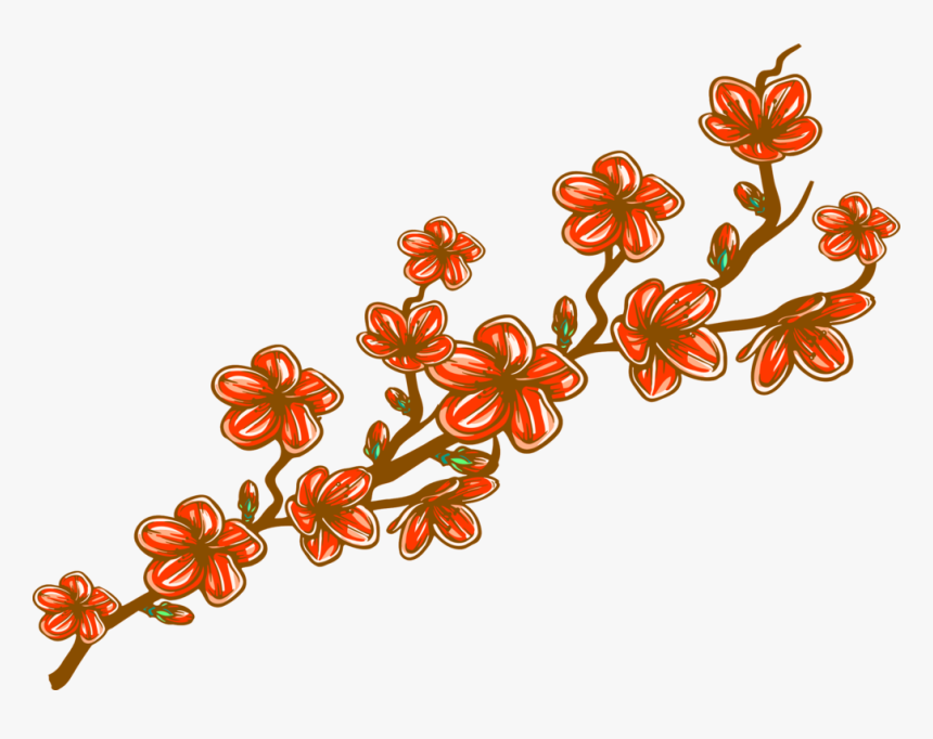 Transparent Cherry Blossom Branch Png - Orange Cherry Blossom Clip Art, Png Download
