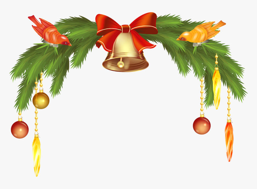 Christmas Bells With Pine Branch Png - Christmas New Bells Png, Transparent Png