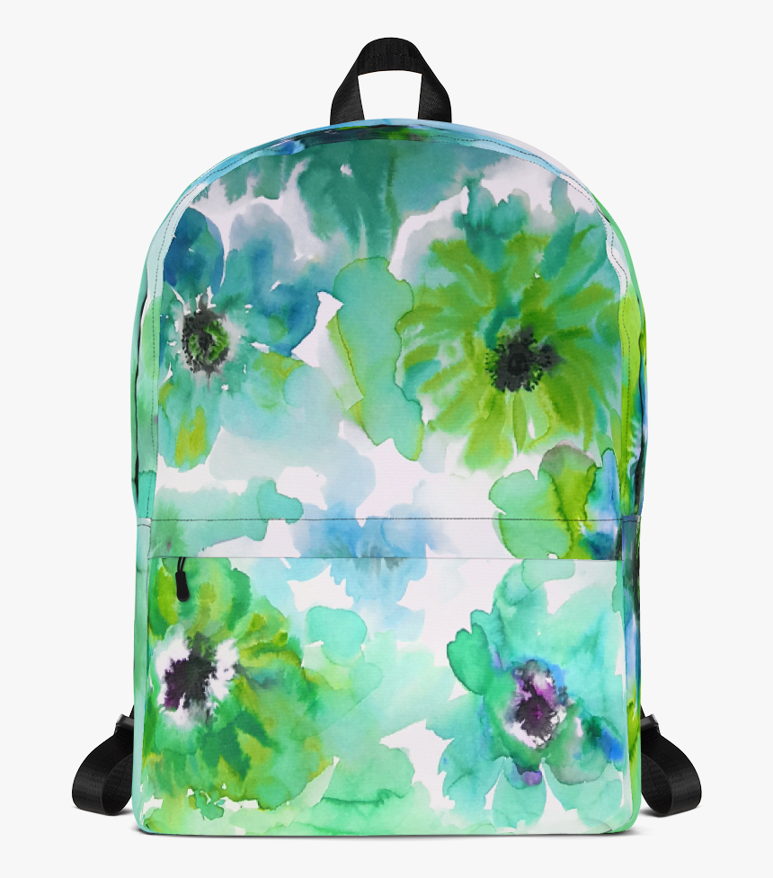 Watercolor Anemones Green Backpack Llama Luv Co, HD Png Download